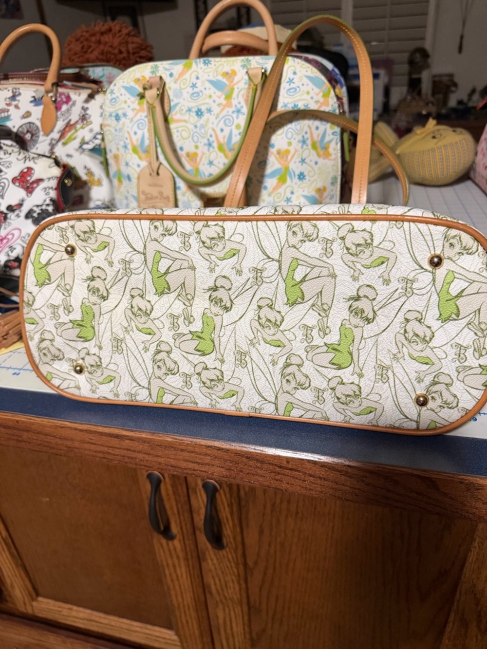 Dooney & Bourke Green Floral Print Tote with Tan Trim - Picture 3 of 4